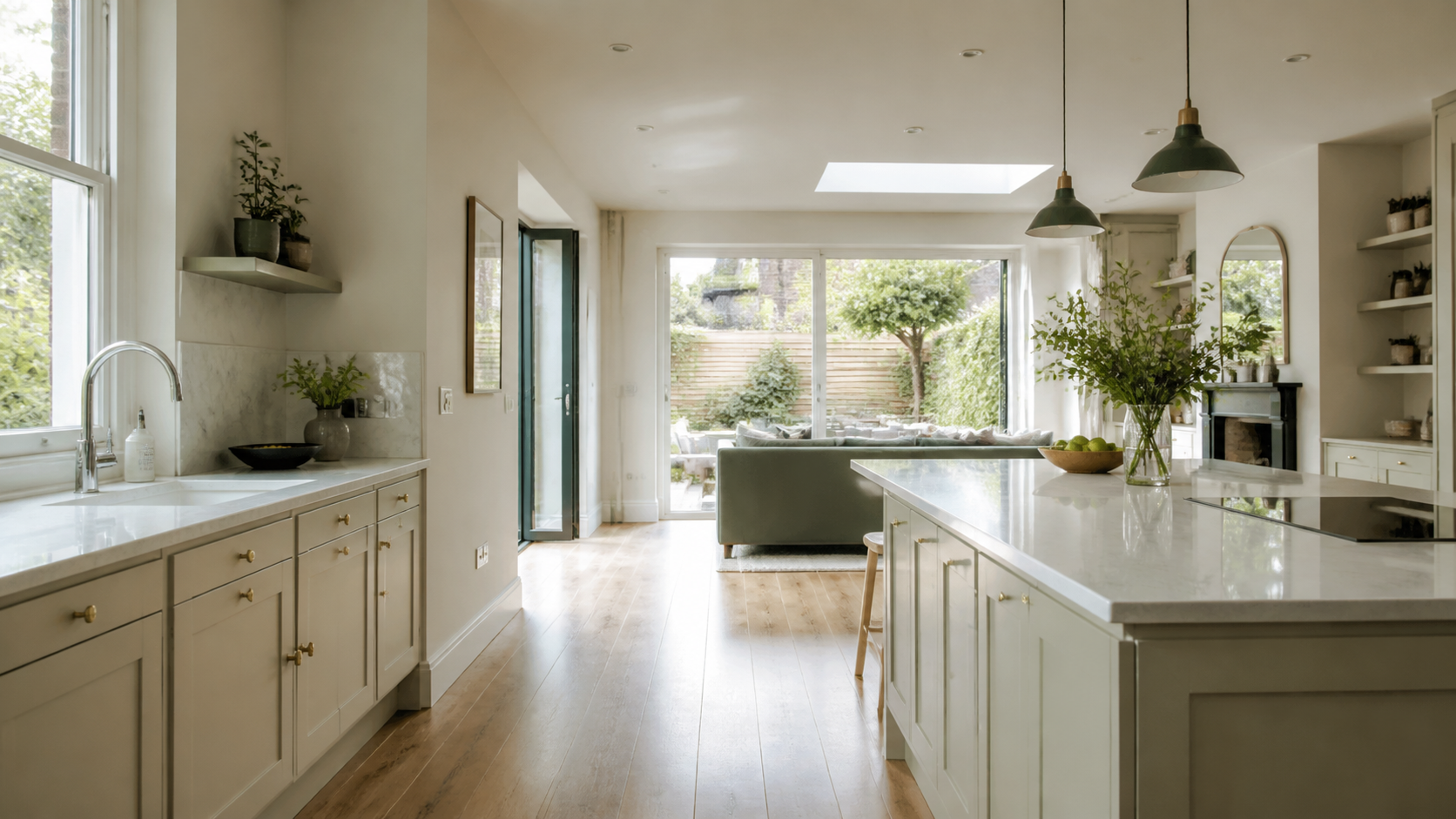 A bright and immaculately clean London kitchen and living space
